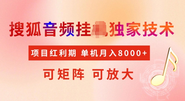 首发搜狐音频挂JI，项目红利期，可矩阵可放大，稳定月入5k【揭秘】-谷进海小站