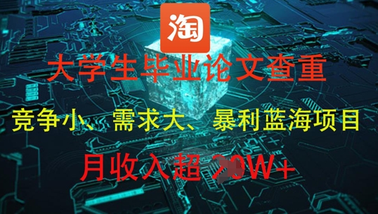 大学生毕业论文查重，暴利蓝海项目，月收入过1W+-谷进海小站