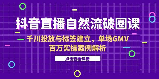 抖音直播自然流破圈课-6月，千川投放与标签建立，单场GMV百万实操案例解析-谷进海小站