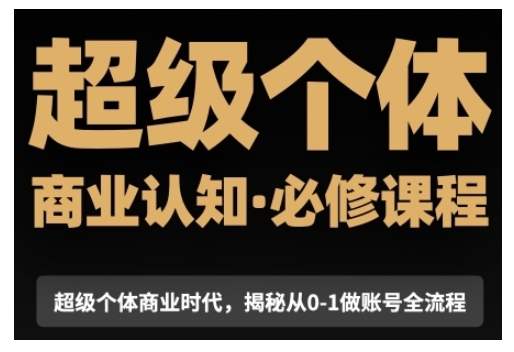 超级个体商业认知觉醒视频课，商业认知·必修课程揭秘从0-1账号全流程-谷进海小站