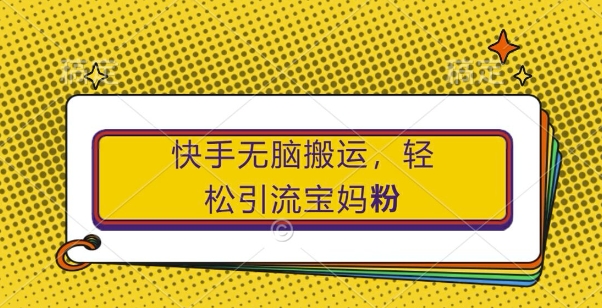 快手无脑搬运，轻松引流宝妈粉，纯小白轻松上手【揭秘】-谷进海小站