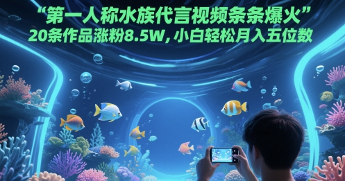 第一人称水族代言视频条条爆火，20条作品涨粉8.5W，小白轻松月入五位数-谷进海小站