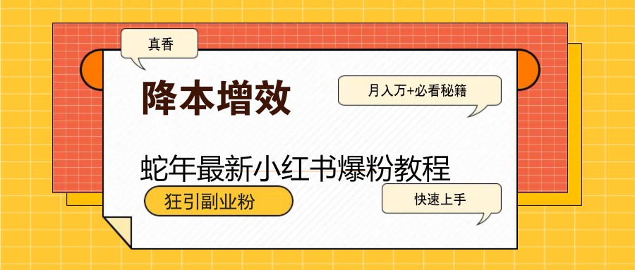 蛇年最新小红书爆粉教程，狂引副业粉，月入万+必看-谷进海小站