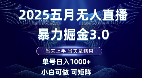 2025五月无人直播暴力掘金3.0，当天上手，当天拿结果，单号日入1k+小白可做可矩阵【揭秘】-谷进海小站