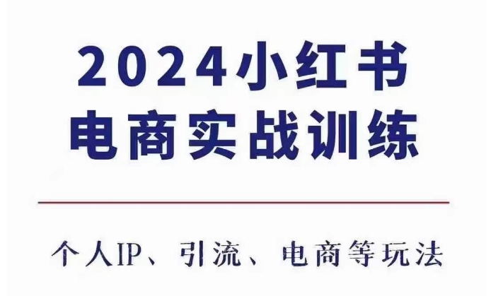 2024小红书电商3.0实战训练，包含个人IP、引流、电商等玩法-谷进海小站