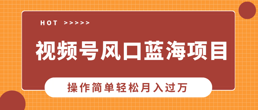 视频号风口蓝海项目，中老年人的流量密码，操作简单轻松月入过万-谷进海小站