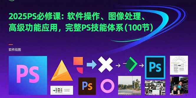 2025PS必修课：软件操作、图像处理、高级功能应用，完整PS技能体系(100节-谷进海小站