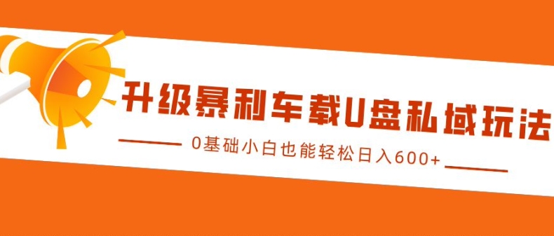 升级暴利车载U盘私域玩法，0基础小白也能轻松日入多张【揭秘】-谷进海小站