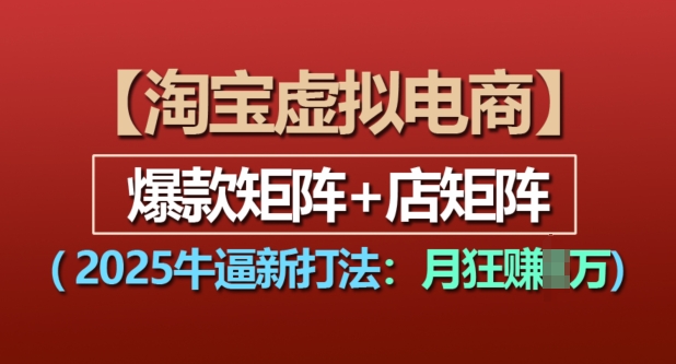 淘宝虚拟电商，2025牛逼新打法：爆款矩阵+店矩阵，月入过万-谷进海小站