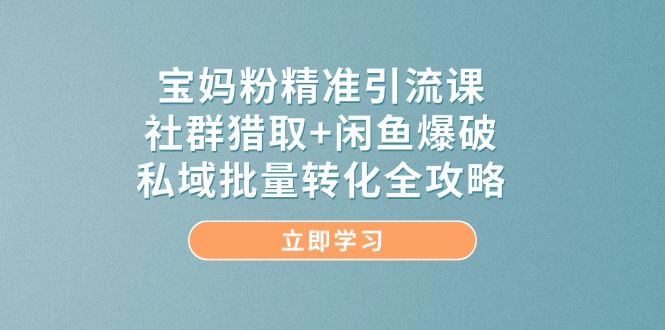 宝妈粉精准引流课，社群猎取+闲鱼爆破，私域批量转化全攻略-谷进海小站