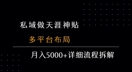 私域做天涯神贴 多平台布局 月入5k+详细流程拆解-谷进海小站
