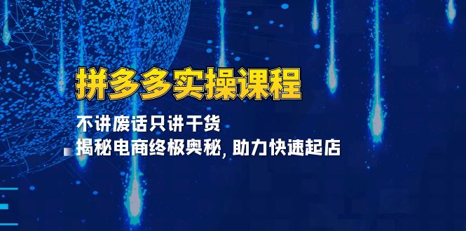 拼多多实操课程：不讲废话只讲干货, 揭秘电商终极奥秘,助力快速起店-谷进海小站