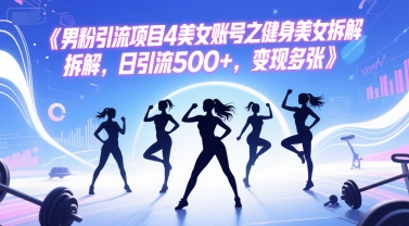 男粉引流项目4美女账号之健身美女拆解，日引流500+，变现多张-谷进海小站