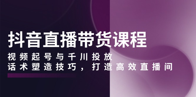抖音直播带货课程，视频起号与千川投放，话术塑造技巧，打造高效直播间-谷进海小站