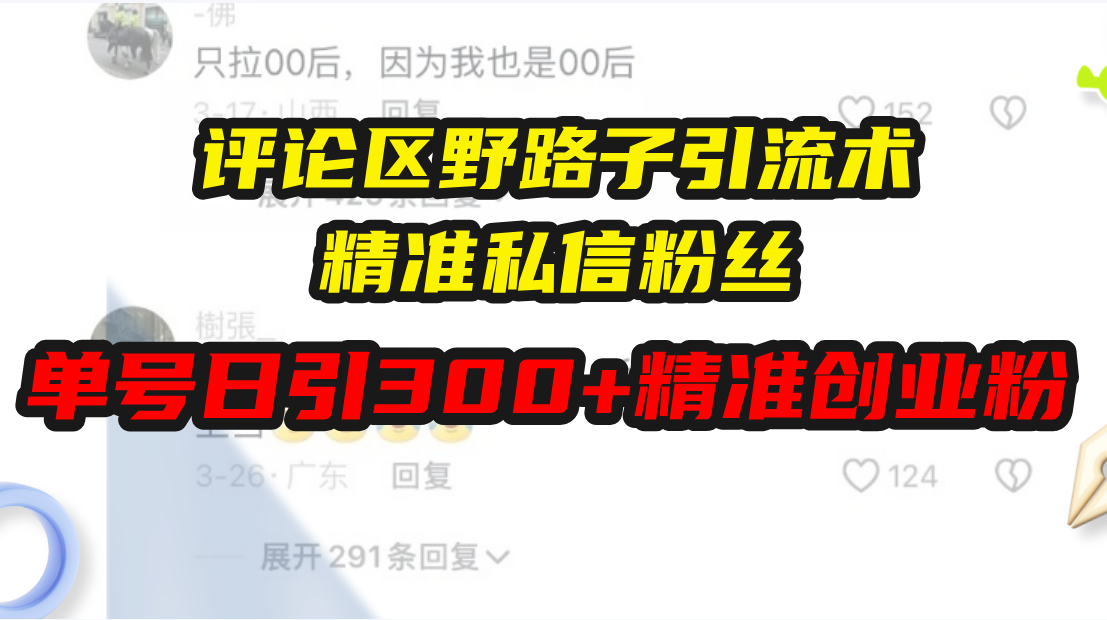 评论区野路子引流术，精准私信粉丝，单号日引流300+精准创业粉-谷进海小站