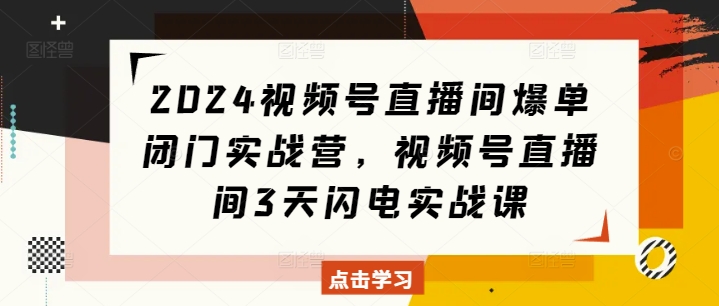 2024视频号直播间爆单闭门实战营，视频号直播间3天闪电实战课-谷进海小站